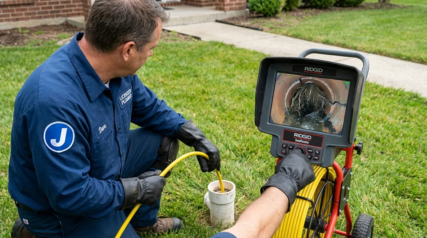 Sewer camera inspection being performed by Johns Plumbing LLC in Aledo